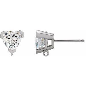 14K White Gold Trillion 4 X 4 X 4 Mm 1/5 Ct Lab-Grown Diamond V-End Earring Top