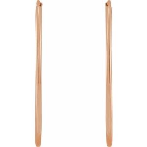14K Rose Gold Pair Endless Flexible Tube Hoop Earrings, Length: 30 Mm, Thickness: 1 Mm