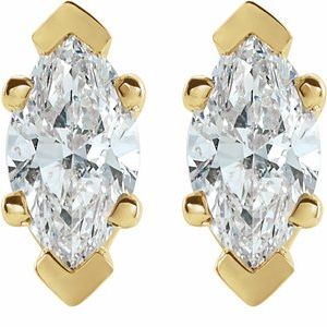 14K Yellow Gold Marquise 6 X 3 Mm 1/2 Ctw Lab-Grown Diamond V-End Earrings