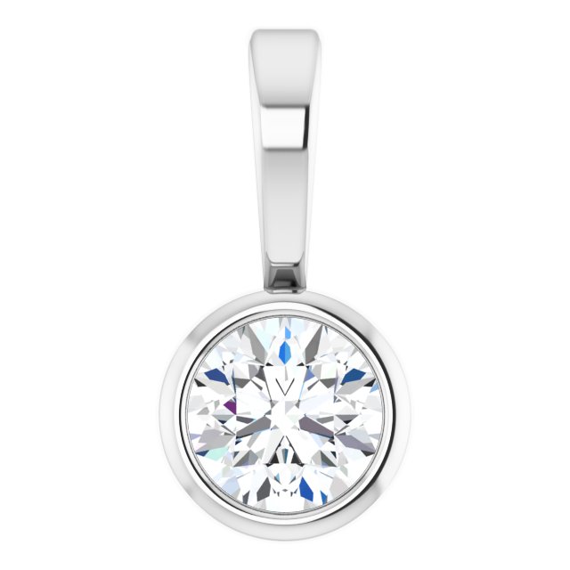 Platinum Round 2.5Mm Si2-Si3, G-H Polished .06 Ct Natural Diamond Solitaire Bezel-Set Pendant