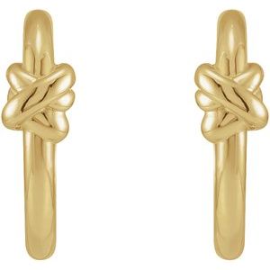 14K Yellow Gold Knot Hoop Earrings