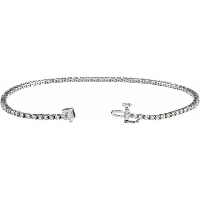 14K Yellow Or White Or Rose Gold Round Si, G-H Polished Lab-Grown Diamond Line 7 1/4 In Bracelet