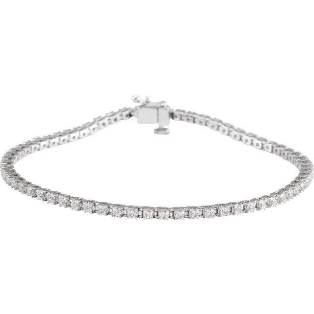 14K Yellow Or White Or Rose Gold Round I1, G-H Polished Natural Diamond Line 7 1/4 In Bracelet