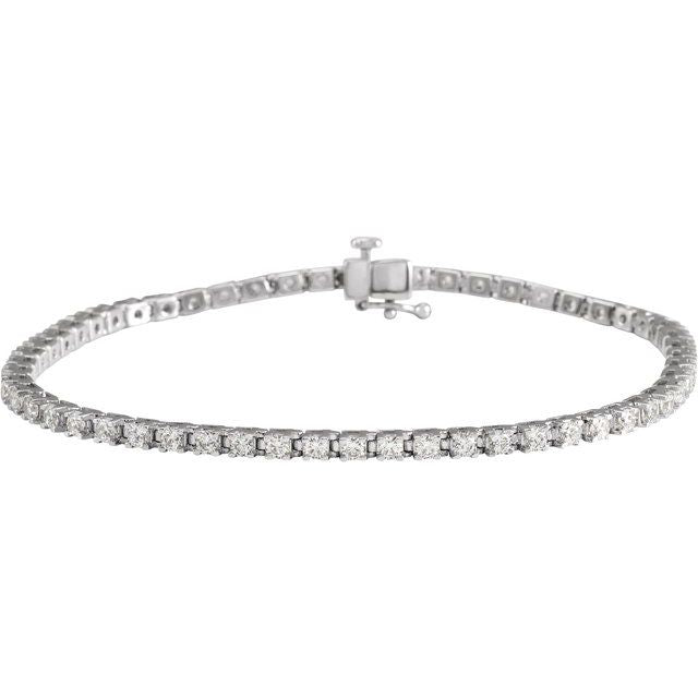 14K Yellow Or White Or Rose Gold Round Si, G-H Polished Lab-Grown Diamond Line 7 1/4 In Bracelet