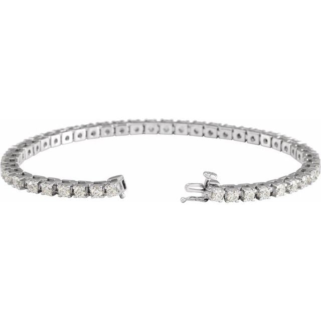 14K Yellow Or White Or Rose Gold Round Si, G-H Polished Lab-Grown Diamond Line 7 1/4 In Bracelet