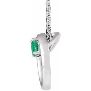 14K White Gold Round 3 Mm Natural Emerald Circle Necklace, Length: 18 In