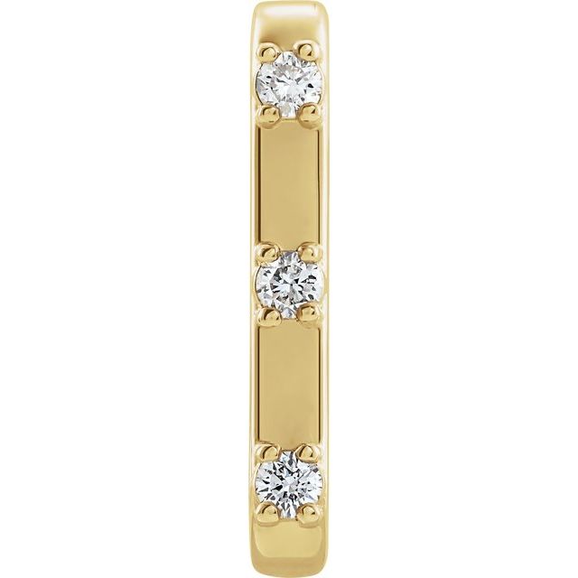 14K Yellow Gold 2 Mm Round Friction Back Included Polished 1/10 Ctw Natural Diamond Cuff Earring