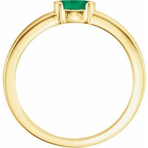 14K Yellow Gold Oval 5 X 3 Mm Lab-Grown Emerald Stackable Family Ring Size 7