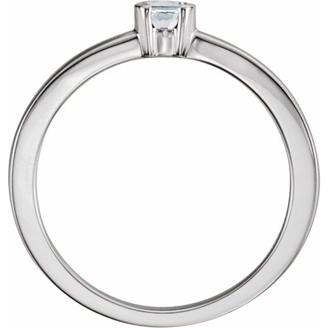 14K White Gold Round 3.5 Mm Polished 1/5 Ct Natural Diamond Stackable Family Ring, Size 7