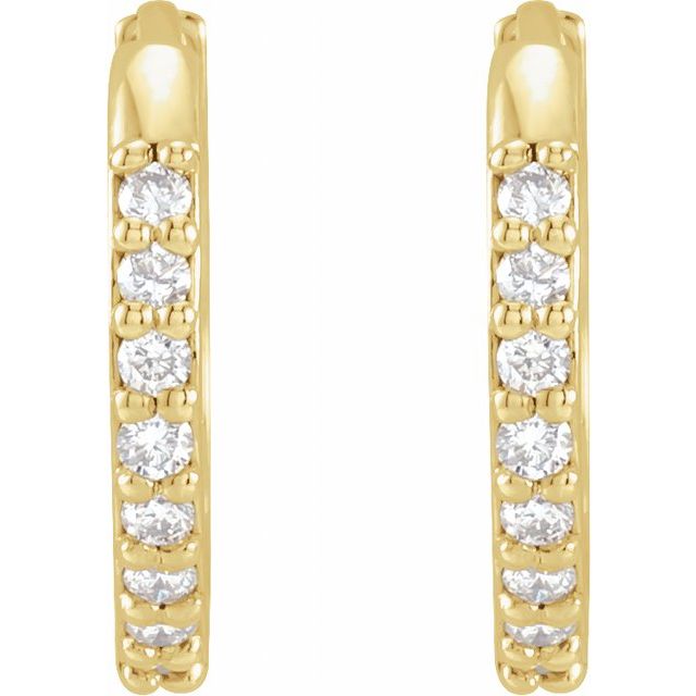 14K Yellow Or White Or Rose Gold Or Sterling Silver Or Platinum Round 1.3Mm Hinged Polished Natural Diamond Hinged Hoop Earrings