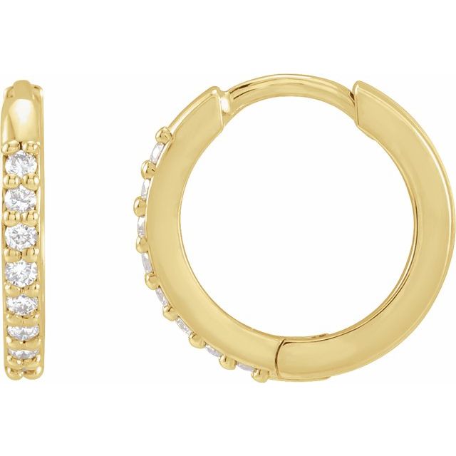 14K Yellow Or White Or Rose Gold Or Sterling Silver Or Platinum Round 1.3Mm Hinged Polished Natural Diamond Hinged Hoop Earrings