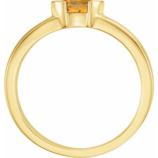 14K Yellow Gold Marquise 6 X 3 Mm Polished Natural Citrine Stackable Family Ring, Size 7