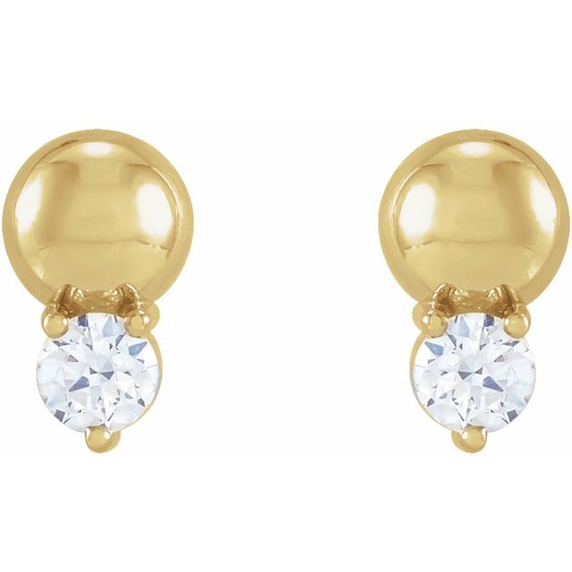 14K Yellow Or White Gold 2.5 Mm Friction Back Polished 1/8 Ctw Natural Diamond Solitaire Bead Earrings