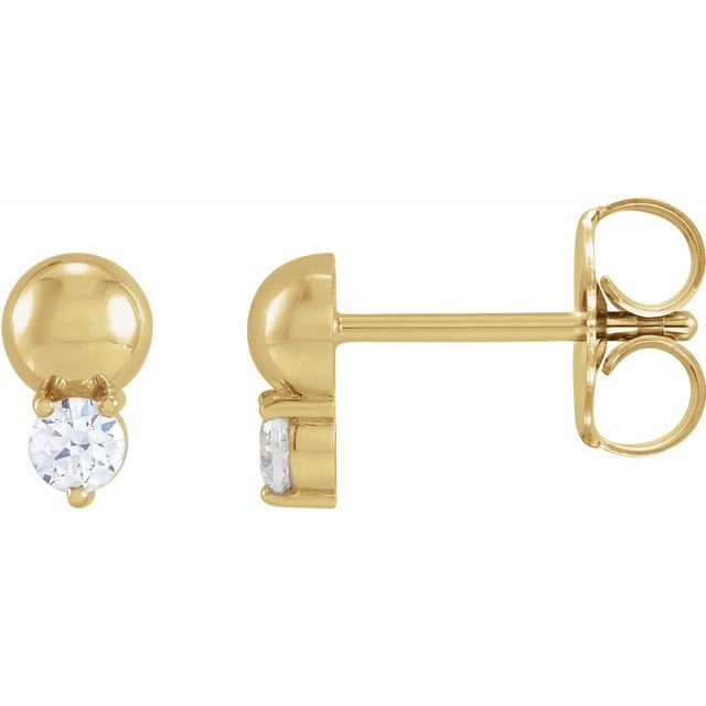 14K Yellow Or White Gold 2.5 Mm Friction Back Polished 1/8 Ctw Natural Diamond Solitaire Bead Earrings
