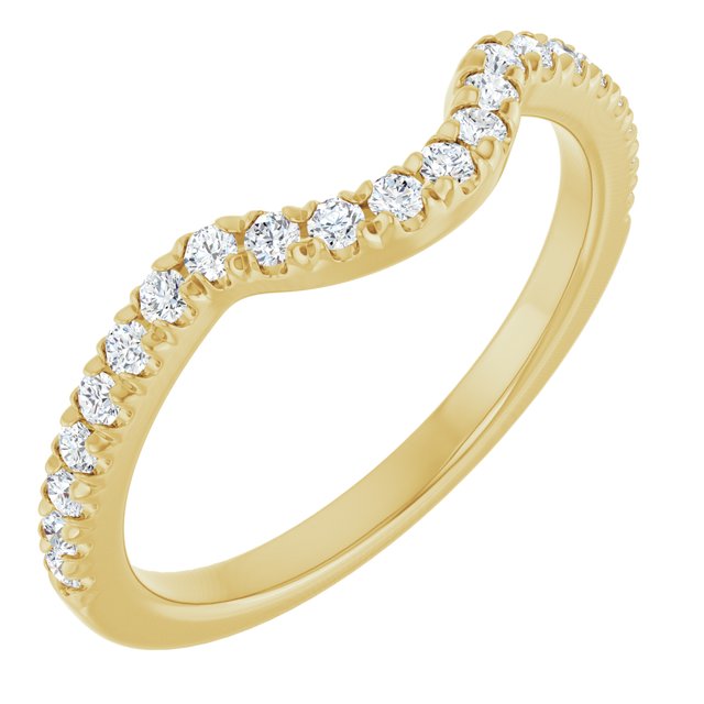 14K Rose Or Yellow Or White Gold Round 1.5 Mm Polished 1/4 Ctw Natural Diamond French-Set Contour Band, Size 7