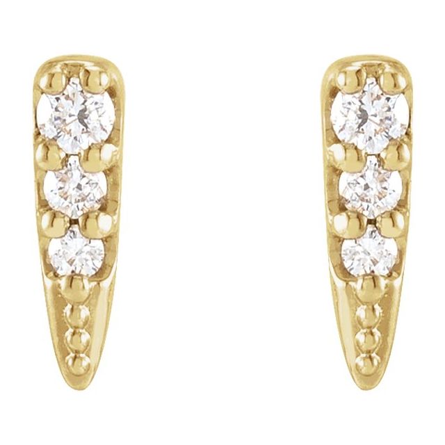 14K White Or Yellow Gold Round Friction Back Polished .07 Ctw Natural Diamond Spike Stud Earrings