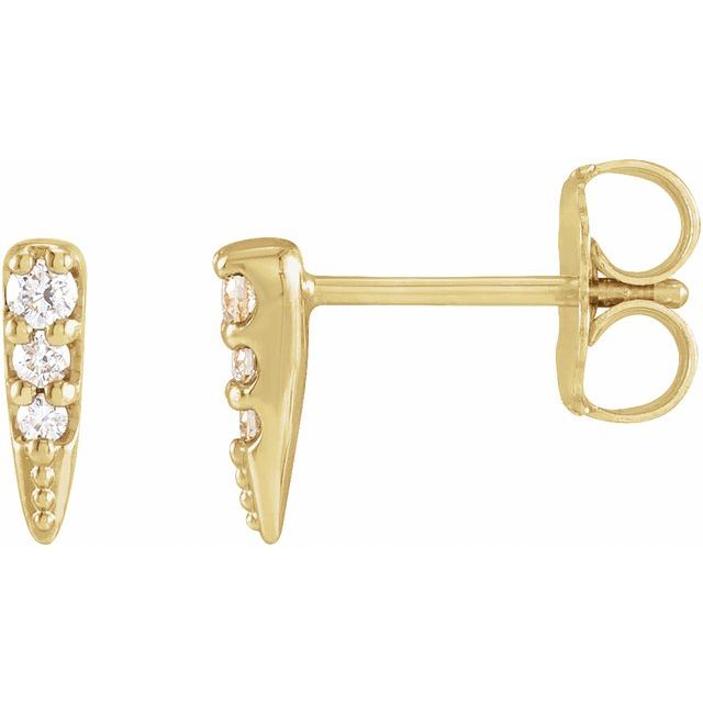 14K White Or Yellow Gold Round Friction Back Polished .07 Ctw Natural Diamond Spike Stud Earrings