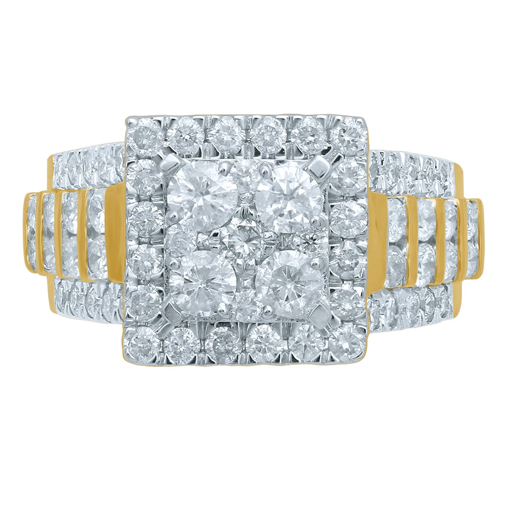 10K Yellow Gold 1.97-2.02 Cttw Round Diamond Ladies Ring