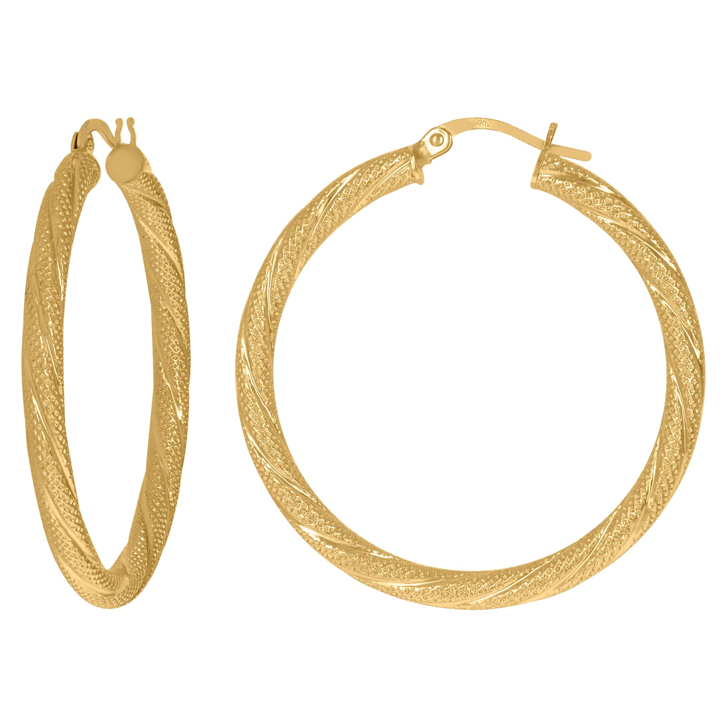 10K Yellow Gold Womens Twisted Tube Hinged Hoops Huggies