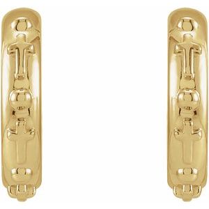 14K Yellow Gold Rosary Hoop Earrings