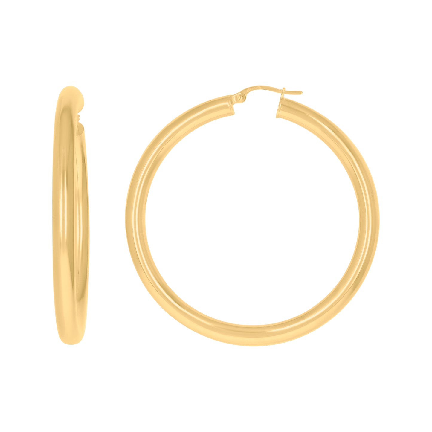 10K Yellow Gold Womens Ultra Light Round Tube Polished Finish Hoop Earrings