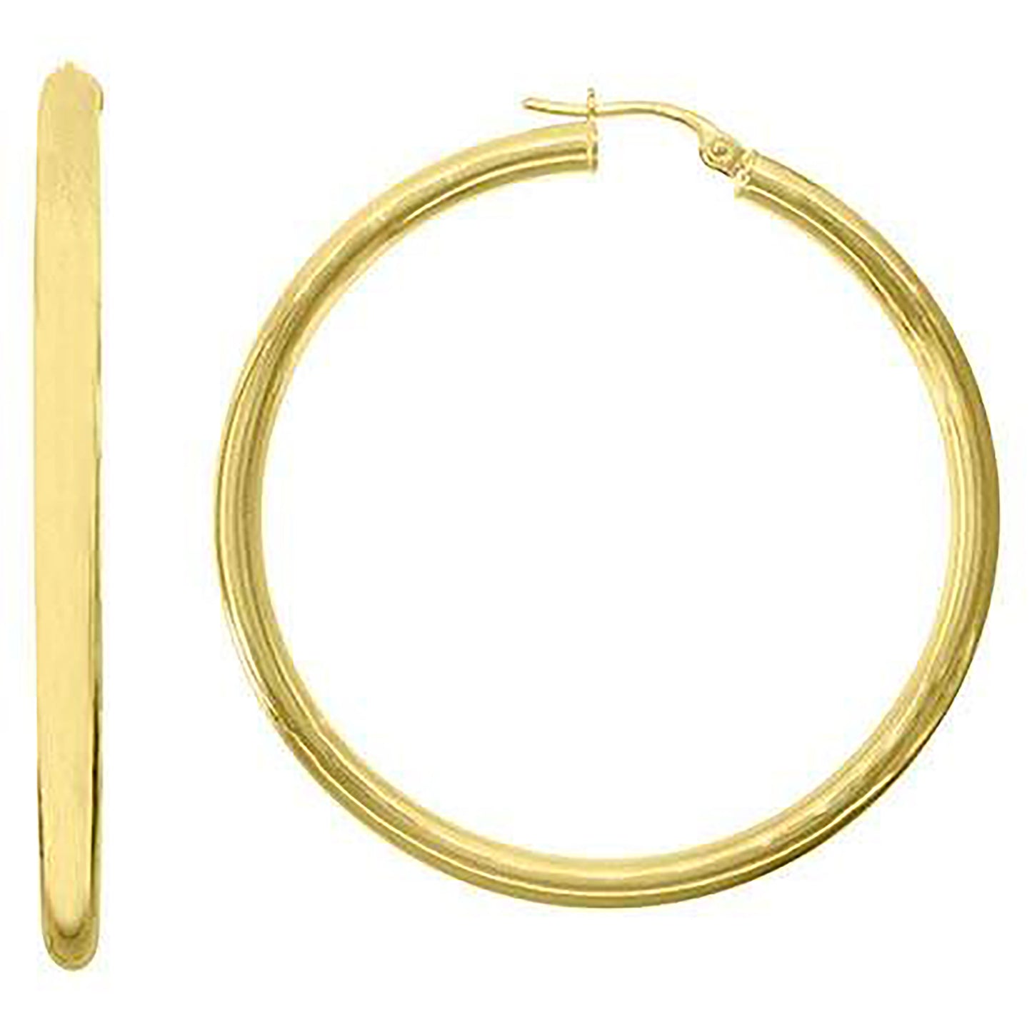 10K Yellow Gold Womens Ultra Light Round Tube Polished Finish Hoop Earrings
