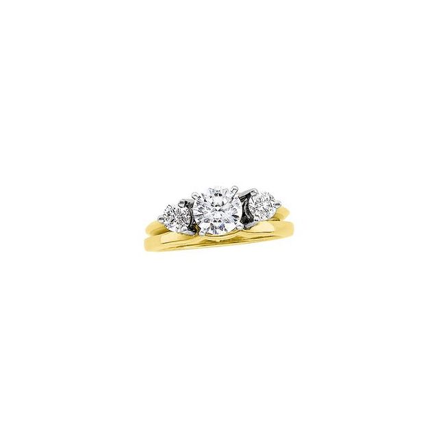 14K Yellow Gold Round 4.1 Mm Polished 1/2 Ctw Natural Diamond Ring Guard, Size 6