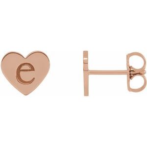 14K Rose Gold 8 X 8 Mm Pair Friction Backs Included Polished Heart Stud Earrings