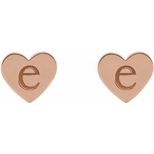 14K Rose Gold 8 X 8 Mm Pair Friction Backs Included Polished Heart Stud Earrings