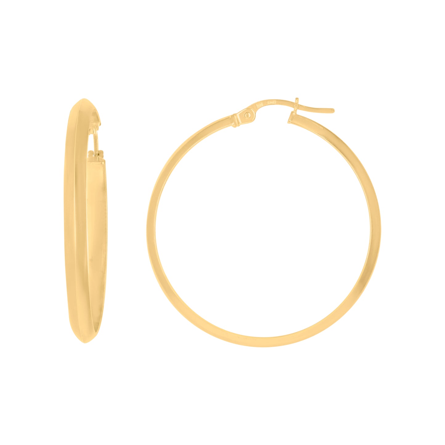10K Yellow Gold Womens Polished Ultra Light Half Round Hoop Earrings