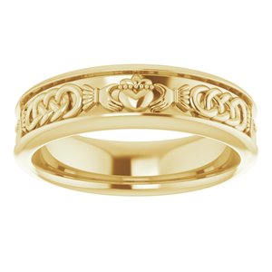 10K Yellow Gold 5.5 Mm Polished Claddagh Band Size 8.5