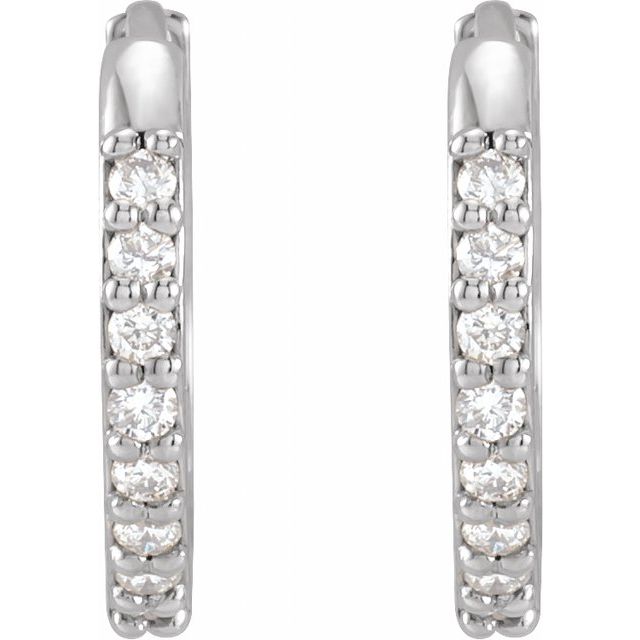 14K Yellow Or White Or Rose Gold Or Sterling Silver Or Platinum Round 1.3Mm Hinged Polished Natural Diamond Hinged Hoop Earrings