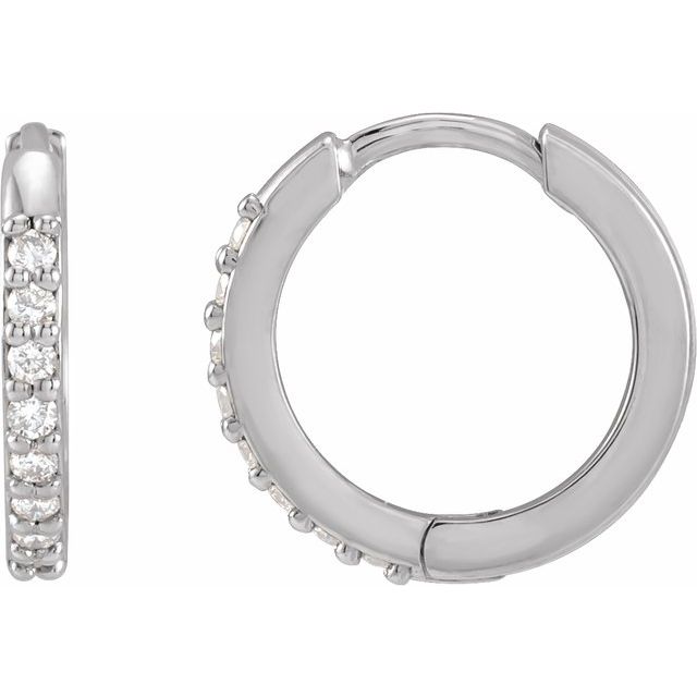 14K Yellow Or White Or Rose Gold Or Sterling Silver Or Platinum Round 1.3Mm Hinged Polished Natural Diamond Hinged Hoop Earrings