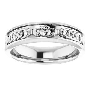 10K White Gold 5.5 Mm Polished Claddagh Band Size 9.5