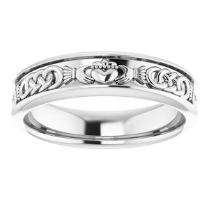 14K White Gold 5.5 Mm Polished Claddagh Band Size 11.5