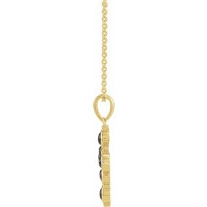 14K Yellow Gold Round 3 Mm Black Onyx Cabochon Cross Necklace, Length: 18 In