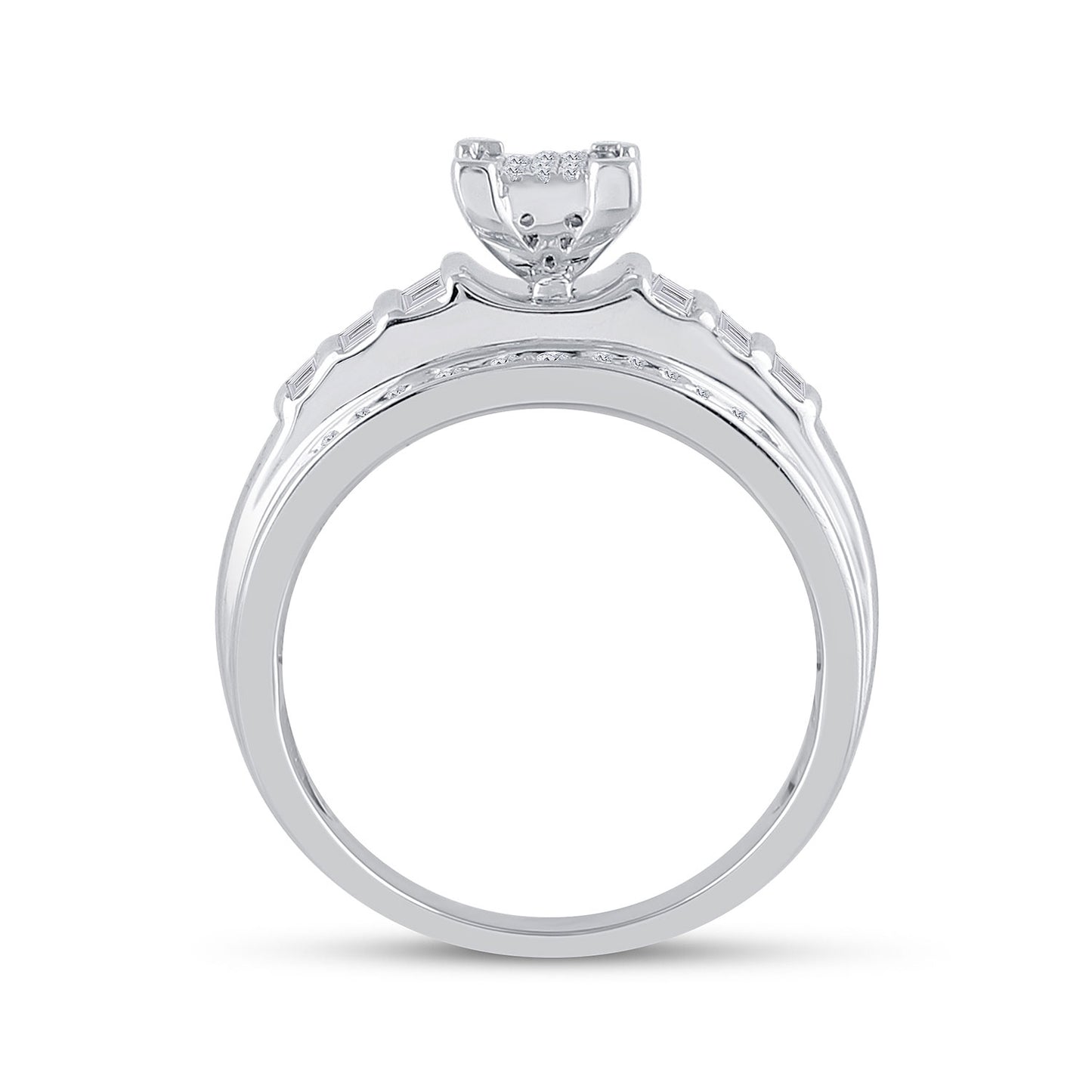 Sterling Silver Round Diamond Cluster Bridal Wedding Engagement Ring 3/8 Cttw, Womens Size: 5-10