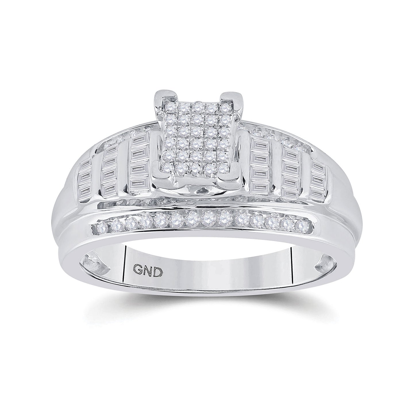 Sterling Silver Round Diamond Cluster Bridal Wedding Engagement Ring 3/8 Cttw, Womens Size: 5-10