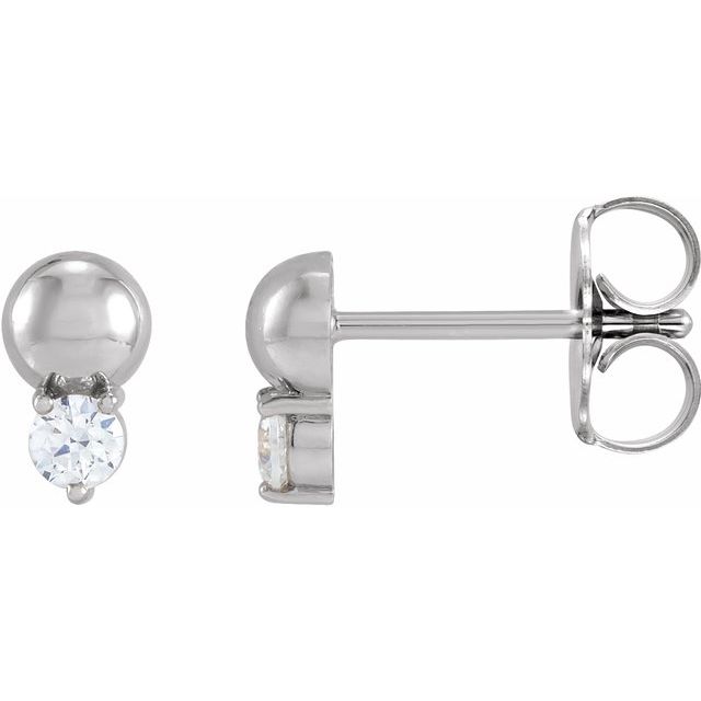 14K Yellow Or White Gold 2.5 Mm Friction Back Polished 1/8 Ctw Natural Diamond Solitaire Bead Earrings