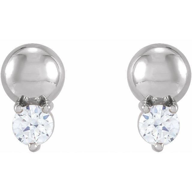 14K Yellow Or White Gold 2.5 Mm Friction Back Polished 1/8 Ctw Natural Diamond Solitaire Bead Earrings