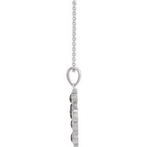14K White Gold Round 3 Mm Black Onyx Cabochon Cross Necklace, Length: 18 In