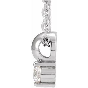 14K White Gold Round 3.6Mm G-H I1 1/6 Ct Natural Diamond 3-Prong Half Bead Necklace, Length: 18 In