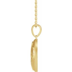 14K Yellow Gold 21.96 X 14.76 Mm 16-18 In Polished Domed Old World Globe Necklace
