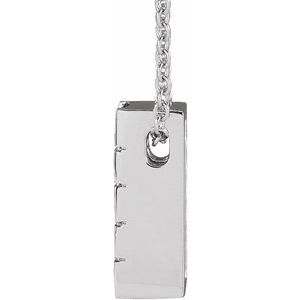14K White Gold Straight Baguette 4 X 2 Mm Natural Sky Blue Topaz Channel-Set Bar Necklace Slide, Length: 18 In