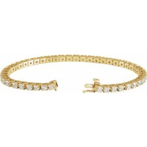 14K Yellow Gold Round 3.1Mm G-H Si Lab-Grown Diamond Line Bracelet, Length: 7.25 In