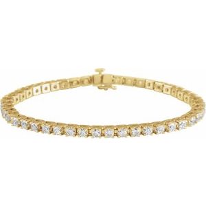 14K Yellow Gold Round 3.1Mm G-H Si Lab-Grown Diamond Line Bracelet, Length: 7.25 In