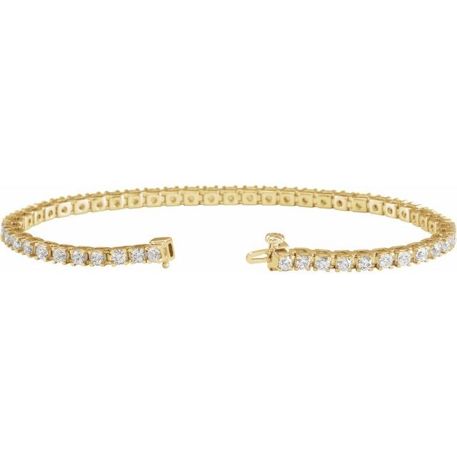 14K Yellow Or White Or Rose Gold Round Si, G-H Polished Lab-Grown Diamond Line 7 1/4 In Bracelet