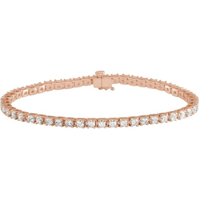 14K Yellow Or White Or Rose Gold Round I1, G-H Polished Natural Diamond Line 7 1/4 In Bracelet