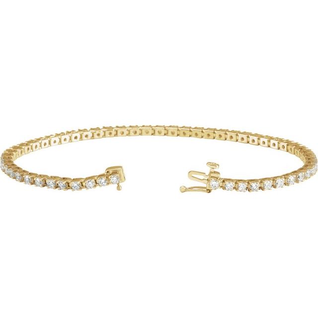 14K Yellow Or White Or Rose Gold Round Si, G-H Polished Lab-Grown Diamond Line 7 1/4 In Bracelet