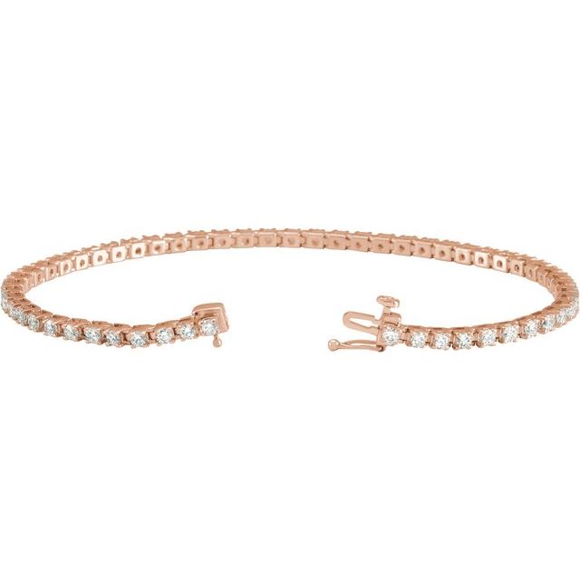 14K Yellow Or White Or Rose Gold Round I1, G-H Polished Natural Diamond Line 7 1/4 In Bracelet